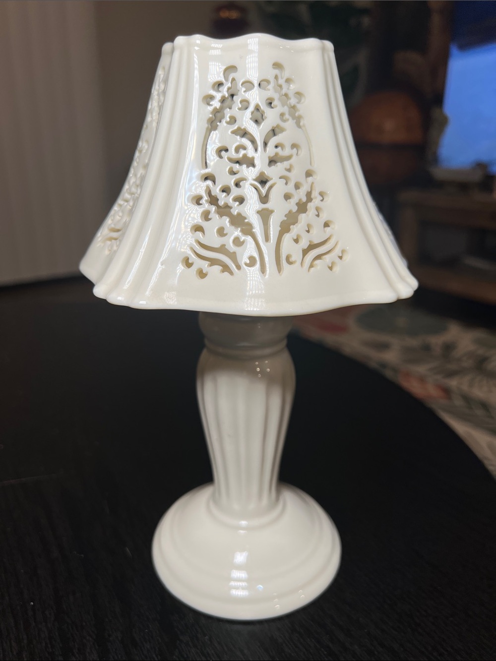 Yankee Candle Ivory Cream Ceramic Cutout Candle Holder Fairy Lamp - Picture 3 of 13